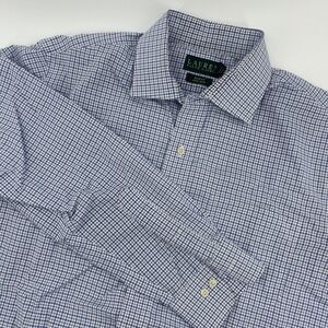 Lauren Ralph Lauren Men's Slim Fit 16‎ 1\2 Checkered Dress Shirt Blue White